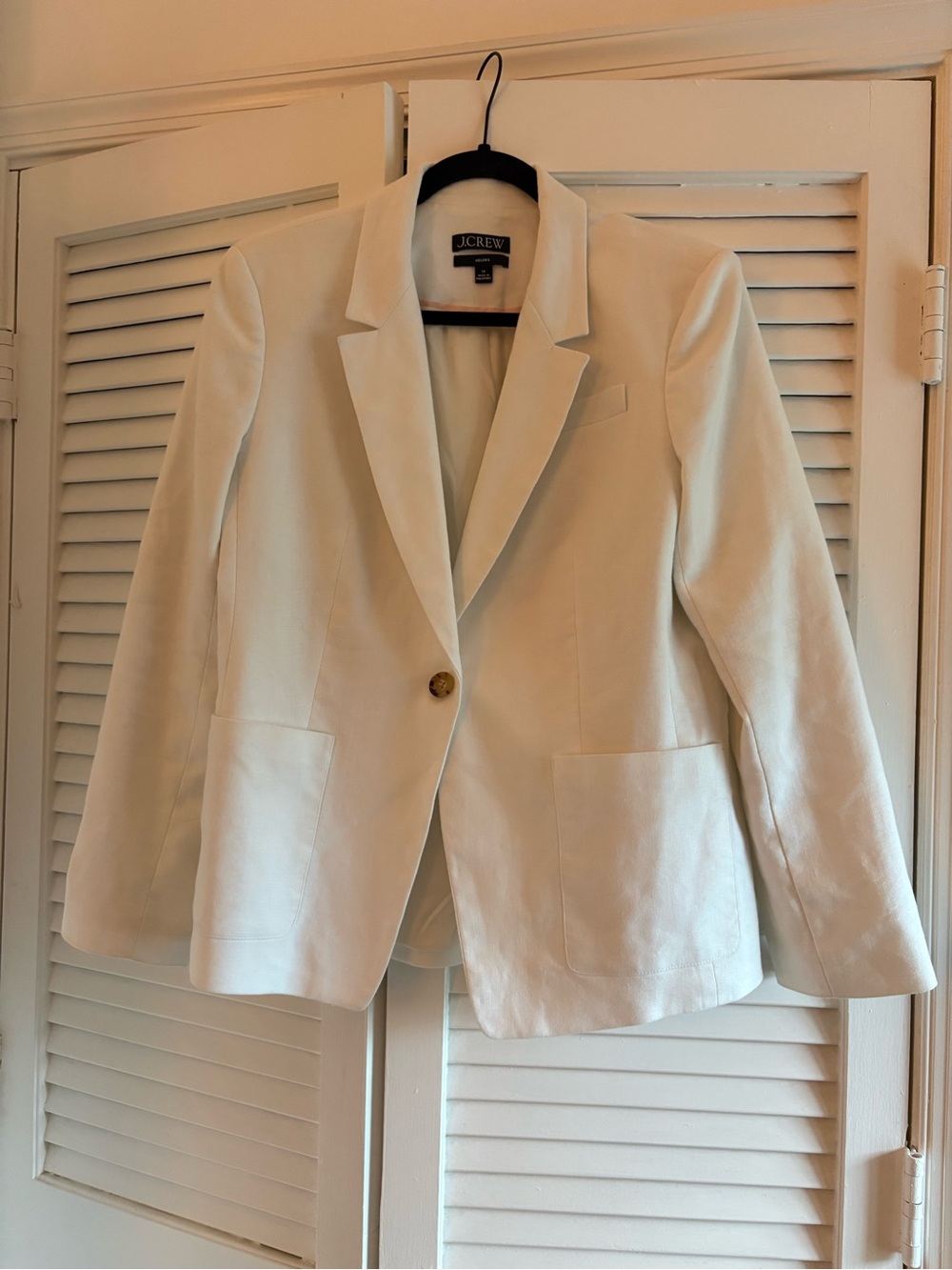 J. Crew white linen structured linen blazer, size 14